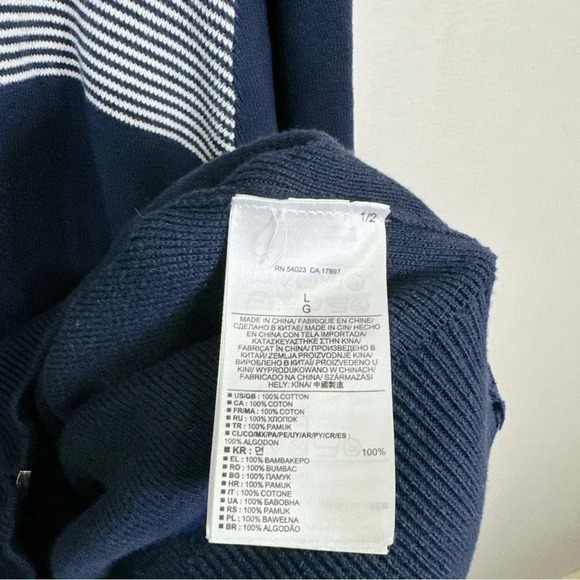 Banana Republic Navy Full Zip Horizontal Stripe Sweater Cardigan - Picture 11 of 14